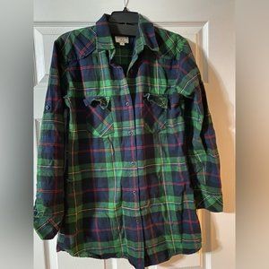 MATCHSTICK Women's Long Sleeve Flannel Plaid Shirt, Size‎ Medium